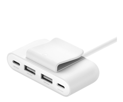 Hub USB BELKIN Ładowarka 4-portowa 2xUSB-C, 2xUSB-A 30W, biała BUZ001bt2MWHB7